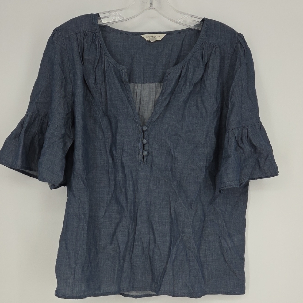 Lucky Brand Blue Button-Front Blouse